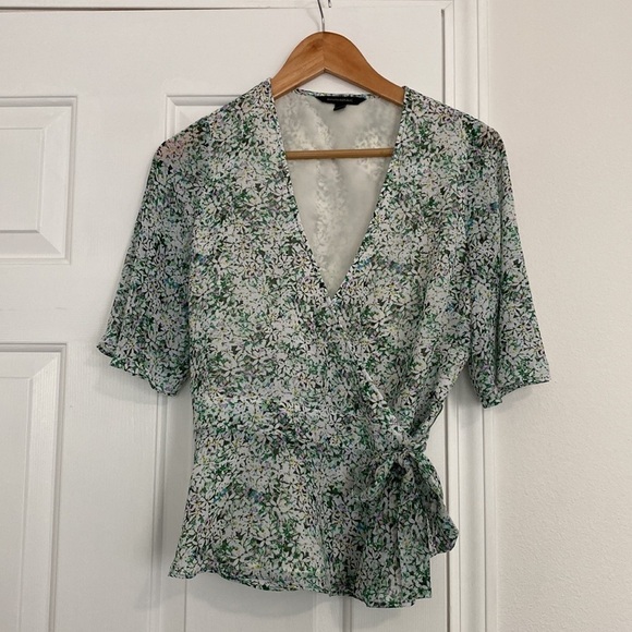 Banana Republic Tops - Banana Republic Blue jasmine wrap blouse.